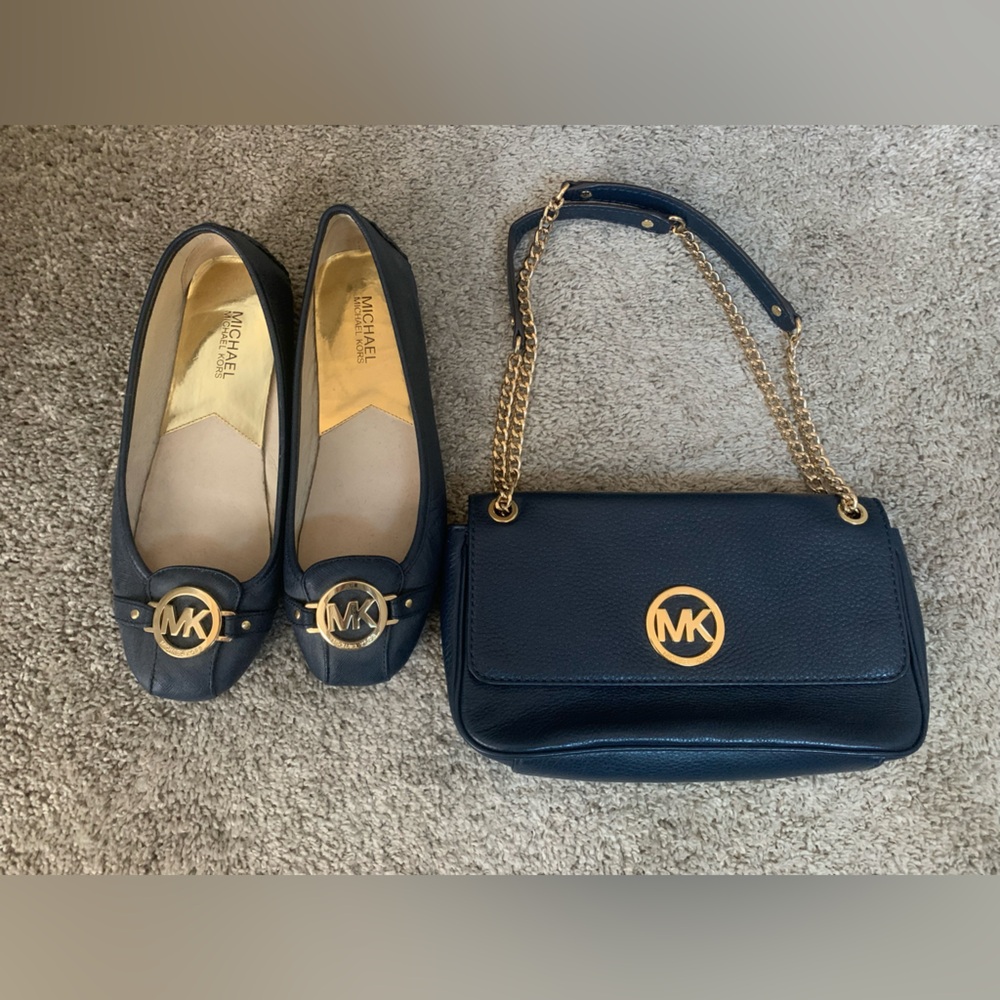 Michael Kors Navy Shoes and Mini purse combo